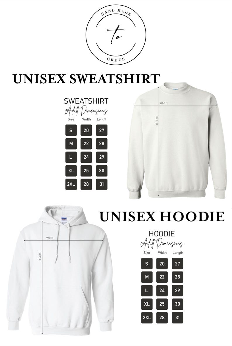 a white hoodie with measurements for the hoodie