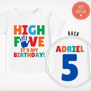 5th Birthday High Five Shirt - Custom Fifth Birthday Tee - 5th Birthday Boy Tshirt - Personalised 5th Birthday Sweatshirt - 5 Years Old