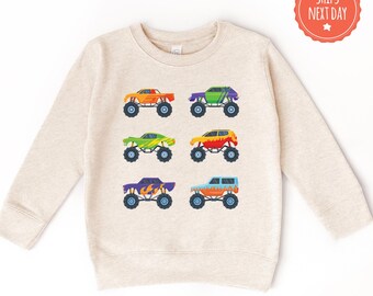 Monster Trucks Toddler Sweatshirt - Big Trucks Kids Sweater - Giant Vehicles - Boy Toddler Crewneck - Kids Truck Sweater - Truck Lover Gift
