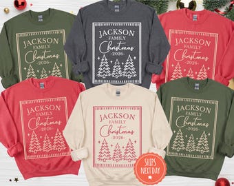 Custom Family Christmas Sweatshirts, Personalized Matching Holiday Crewnecks, Festive Sweater