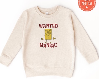 Cartoon Meme Sweatshirt - Funny Cartoon Meme Crewneck - Kids Funny Sweater - Sponge Funny Gift - Gift For Kids - Meme Wanted Sweater