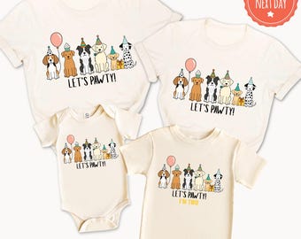 Let's Pawty Puppy Birthday Shirt, Dog Theme Party TShirt