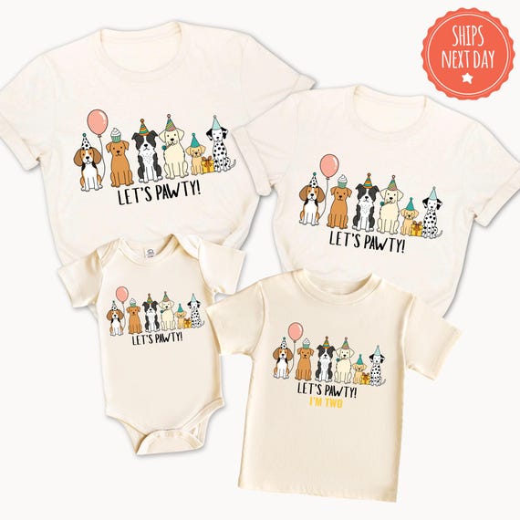 Let's Pawty Puppy Birthday Shirt, Dog Theme Party TShirt