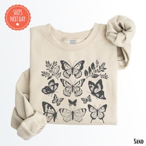 Floral Butterfly Sweatshirt - Butterfly Crewneck - Butterfly Lover Sweater - Cute Butterfly Hoodie - Insect Lover - Nature Lover - Botanical