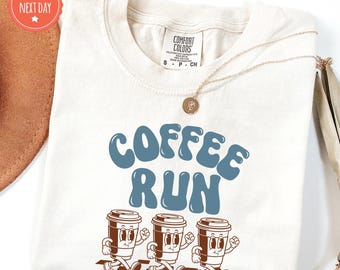 Retro Coffee Run Shirt, Funny Caffeine Lover TShirt, Vintage Graphic Tee