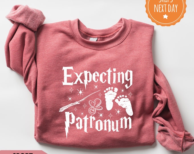 Expecting Patronum Sweatshirt - Pregnancy Announcement Crewneck - Baby Announcement - Birth Announcement - Pregnancy Gift - Maternity Hoodie