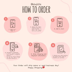 a pink poster with instructions on how to order