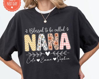 Personalized Nana Shirt with Grandkids Names, Floral Grandma Gift, New Nana TShirt