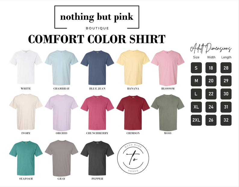 a shirt with different colors and sizes for men and women