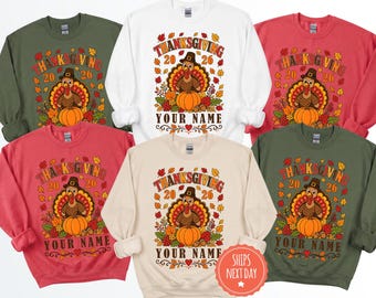 Thanksgiving Family Sweatshirt 2026, Personalized Turkey Group Crewnecks, Fall Outfit