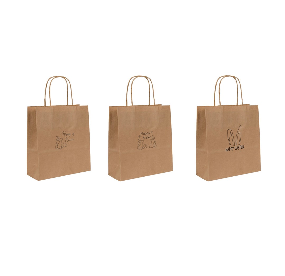 Easter Gift Bags Small Kraft Paper Bags With Bunny Designs Etsy UK