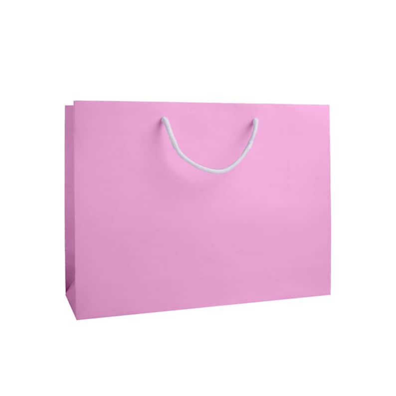 Bolsas de regalo grandes: bolsas de papel ecológicas de lujo con asas de cuerda, ideales para bodas, Navidad y regalos corporativos en colores brillantes. Pink Gift Bag