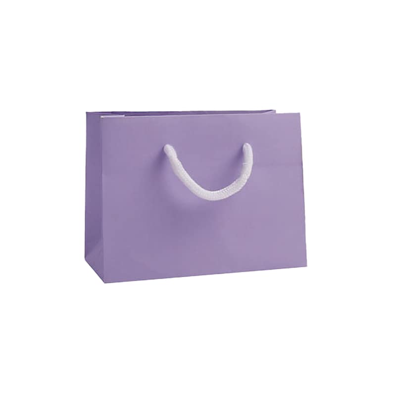 Small Gift Bags - Landscape Recycled Luxury Paper Bag with Rope Handles, Christmas, Wedding & Corporate Gifting in Various Bright Colours Lilac Gift Bag