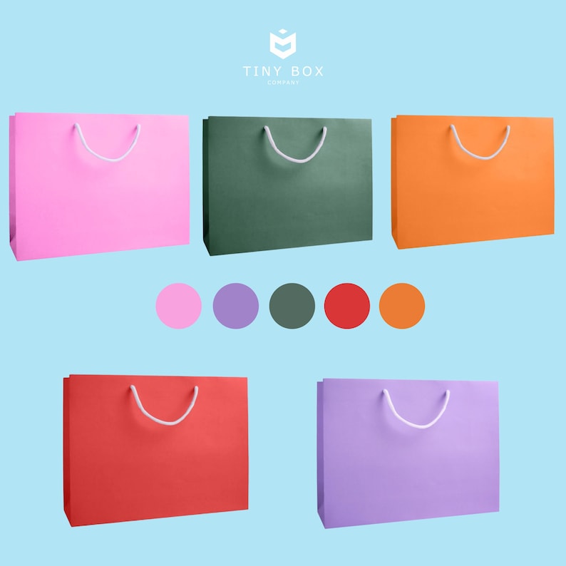 Bolsas de regalo grandes: bolsas de papel ecológicas de lujo con asas de cuerda, ideales para bodas, Navidad y regalos corporativos en colores brillantes. imagen 2