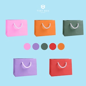 Small Gift Bags - Landscape Recycled Luxury Paper Bag with Rope Handles, Christmas, Wedding & Corporate Gifting in Various Bright Colours image 3