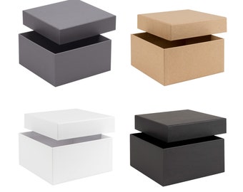 Medium Square Luxury Gift Boxes - 15 x 15 x 7.5cm - Black | White | Kraft Brown | Grey