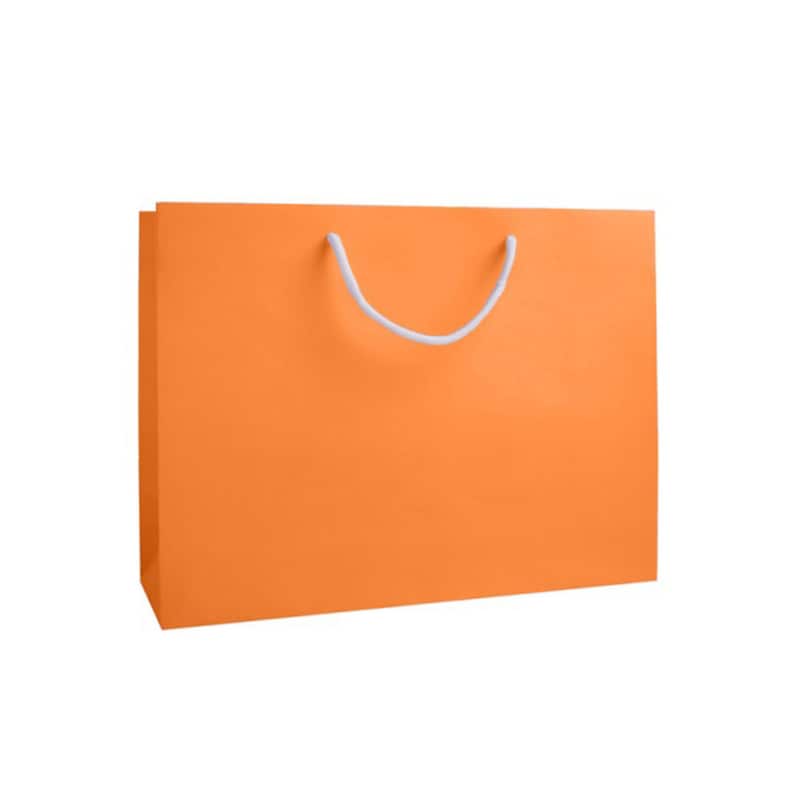 Bolsas de regalo grandes: bolsas de papel ecológicas de lujo con asas de cuerda, ideales para bodas, Navidad y regalos corporativos en colores brillantes. Orange Gift Bag