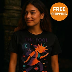 The Fool Tarot Card T-Shirt: Comfort Colors Unisex Tee, Mystical Graphic