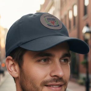 Massachusetts Leather Patch Hat, The Bay State Dad Cap, New England Gift, Vintage Boston Style