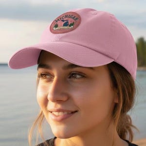 Michigan State Patch Hat, Embroidered Baseball Cap, Michigan Travel Souvenir