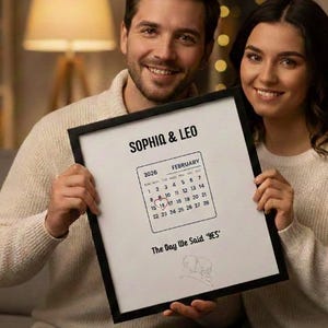 Calendario personalizado, lienzo de compromiso, decoración de pared con fecha de boda personalizada, regalo para parejas