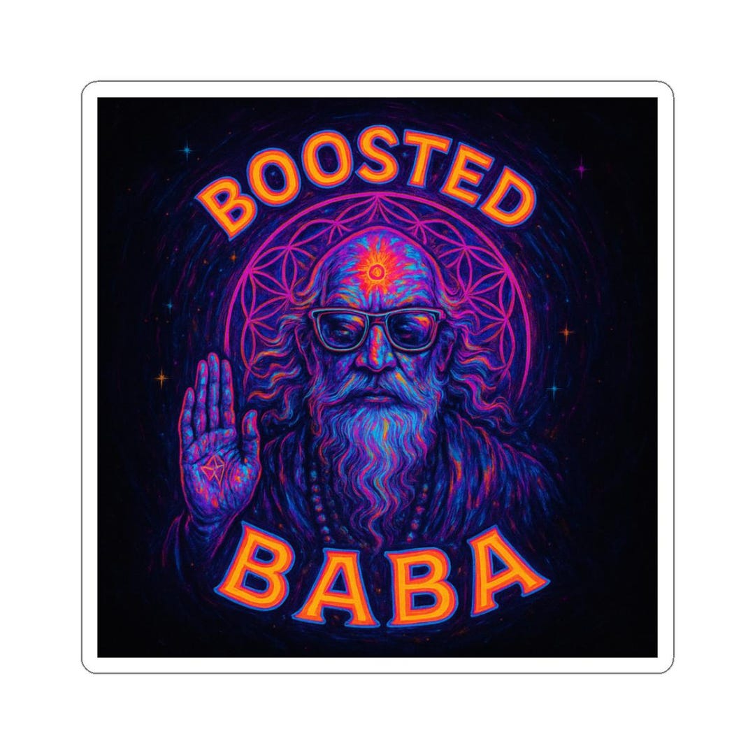 Boosted Baba Sticker - Psychedelic Third Eye Yogi, Trippy Desi Mystic ...