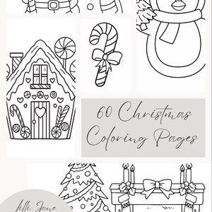 60 pages à colorier de Noël, pages à colorier pour adultes et enfants, imprimables, téléchargement numérique instantané au format PDF, article le plus vendu, populaire, coloriage
