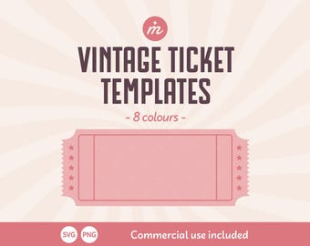 Plantillas de entradas vintage en blanco / 8 entradas retro / Paquete de archivos SVG y PNG