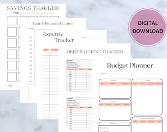 Printable personal finance planner - Printable finance worksheet - Digital budget planner - Digital download income expenditure tracker