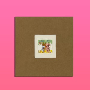 Ours Posukuma - Cartes de voeux uniques faites main, véritable timbre-poste japonais