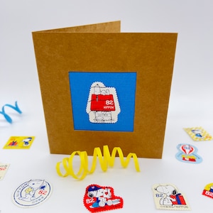 Snoopy Peanuts Originale francobollo giapponese fatto a mano Biglietto di auguri con messaggio personalizzabile