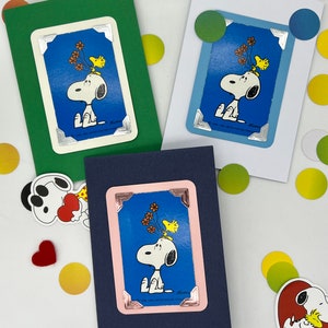 Snoopy Woodstock Pinda's Bloemen Wenskaart Vintage speelkaart Verjaardag Jubileum Beterschap