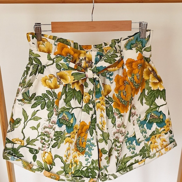 Short Femme T42 - Fleurs et oiseaux - Pièce unique