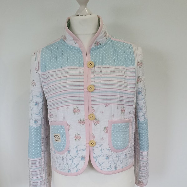 Veste matelassée mi-saison - rose et bleu - Pièce unique