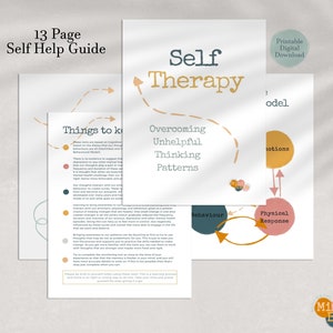 Overcoming Unhelpful Thinking Patterns  Self Therapy Workbook PDF Therapy Worksheets Coping Skills CBT Therapist Tools digital self help