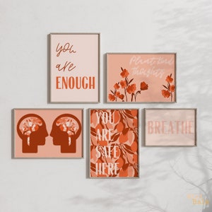 5 Therapeut Office Decor Counseling Posters, Therapie Wall Art Bundle, Psycholoog Digitale Print, Quotes, Geestelijke Gezondheid Kunst Geschenken Set 2