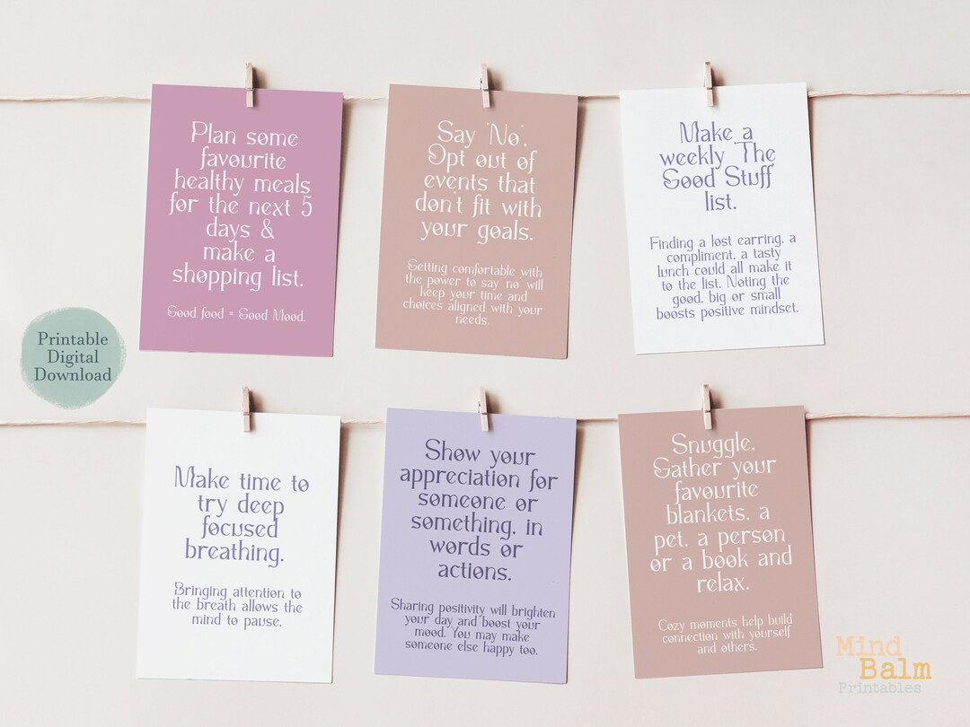 Self Care Cards 32 Activities, Printable Flash Cards, Wellbeing Pocket ...