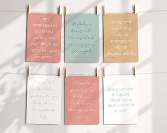 Fitness Affirmation Cards Calming Grounding Printable Gift Mindfulness Flashcards Inspirational Health Self Care Digital Download
