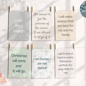 Christmas Time Self Compassion Affirmation Cards, Self Love Flash Cards, Printable Instant Digital Download Mental Health Wellbeing