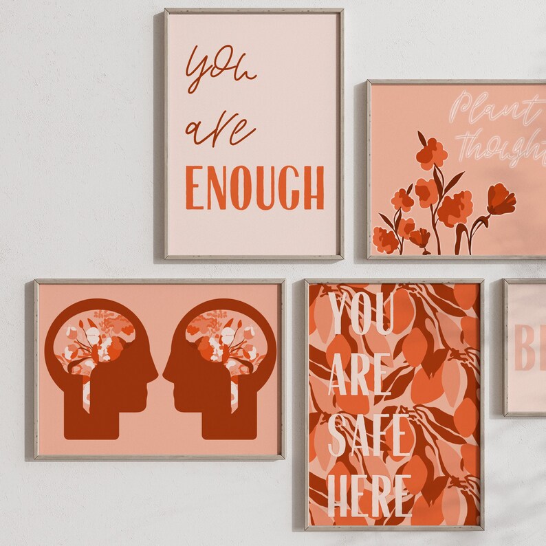 5 Therapist Office Decor Counseling Posters, Therapy Wall Art Bundle