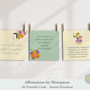 Tarjetas de afirmación de la menopausia Perimenopause 60 Floral Yellow Green Self Compasion Cards Gift for Women Self Care Ansiedad Estrategias de afrontamiento