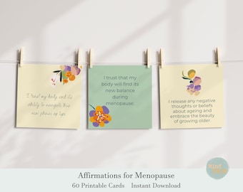 Menopause Affirmation Cards: 60 Floral Self-Compassion Cards (Digital Download)
