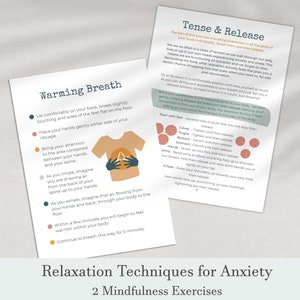 Relaxation Techniques for Anxiety and Stress Relief, Warming Breath, Tense and Release, Mindfulness Exercises, Therapy Tool, Self therapy.