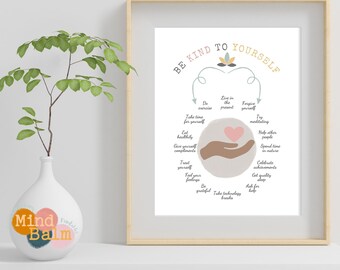 Be Kind To Yourself Art Print: Therapy Room Decor (Digital Download)