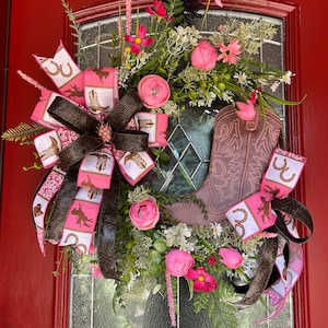 Whimsical Cowgirl Inspired Wreath with Boot for your Front Door or Country Decor