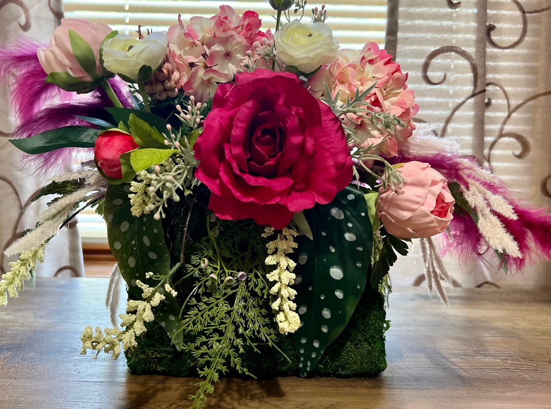 Unique Moss Purse Floral Arrangement for Your Home Etsy