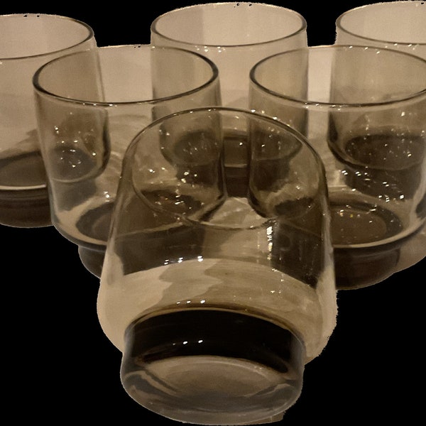 VINTAGE SMOKED GLASS Tumblers 1970s