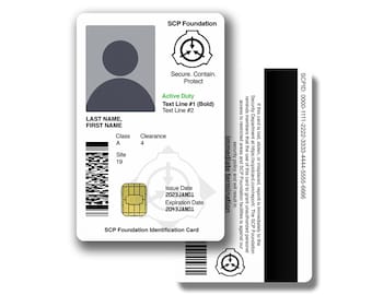 SCP Foundation ID Card (CAC Style) – Customized With Your Own Information and Photo