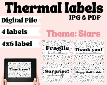 Star Thermal Labels | Rollo Labels | 4x6 Shipping Labels | Mailing Labels | Small Business Stickers | Thank You Sticker