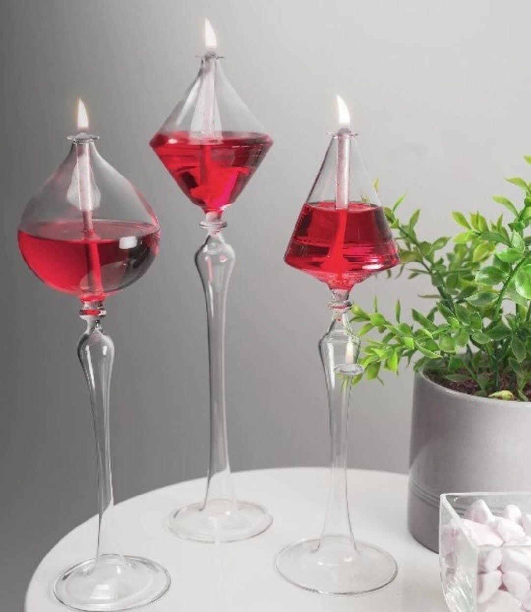 Oil Lamp Made of Glass Handblown Glass Oil Lamp Heat Etsy